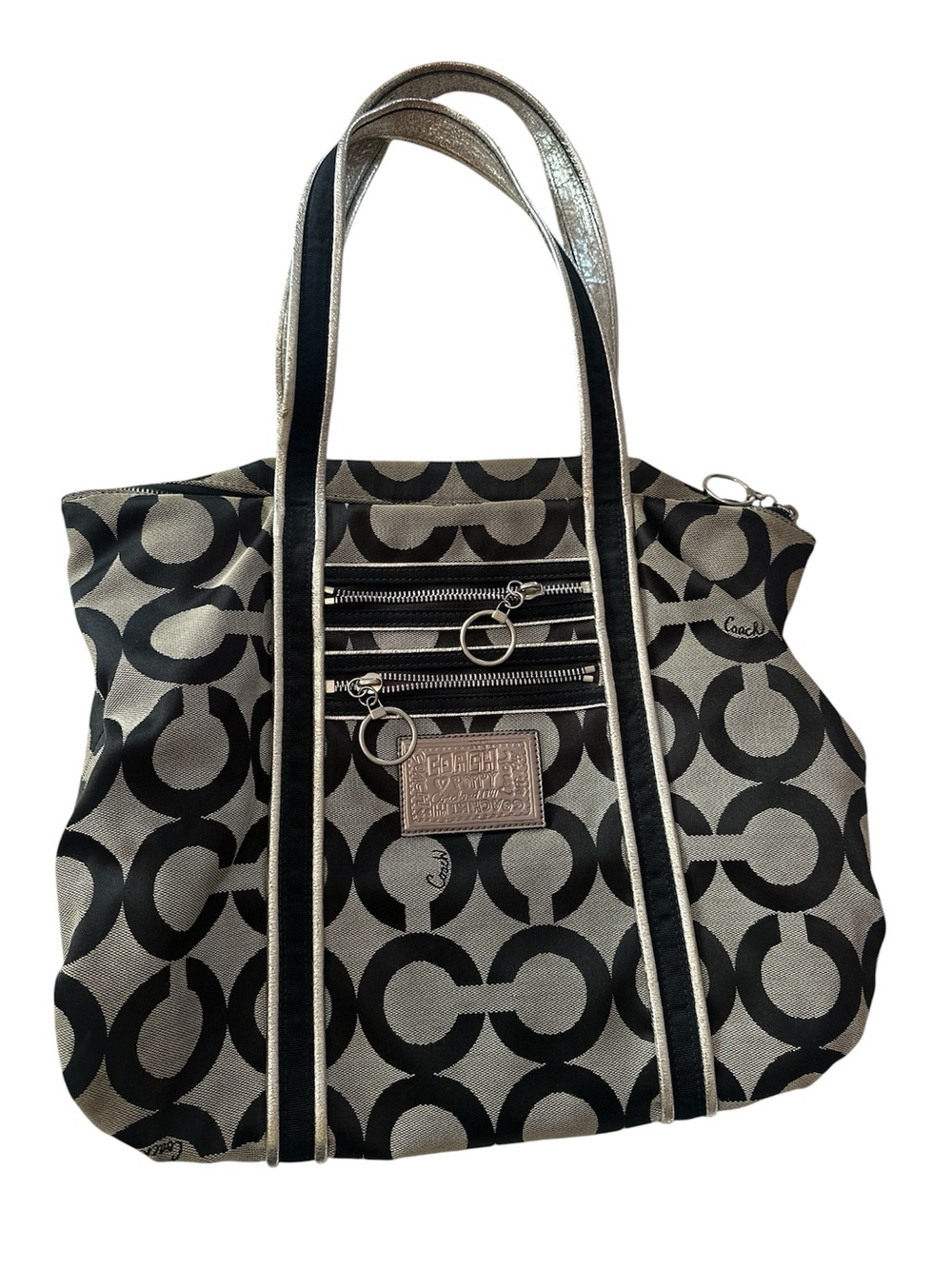 Vintage Coach Y2K monogram black silver signature poppy bag